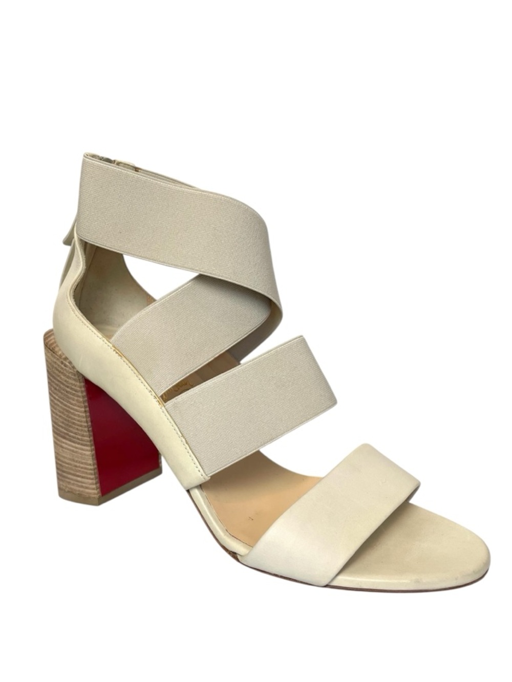 CHRISTIAN LOUBOUTIN Patrouille 85 Block Wood Heel Elastic Sandals \\ 40